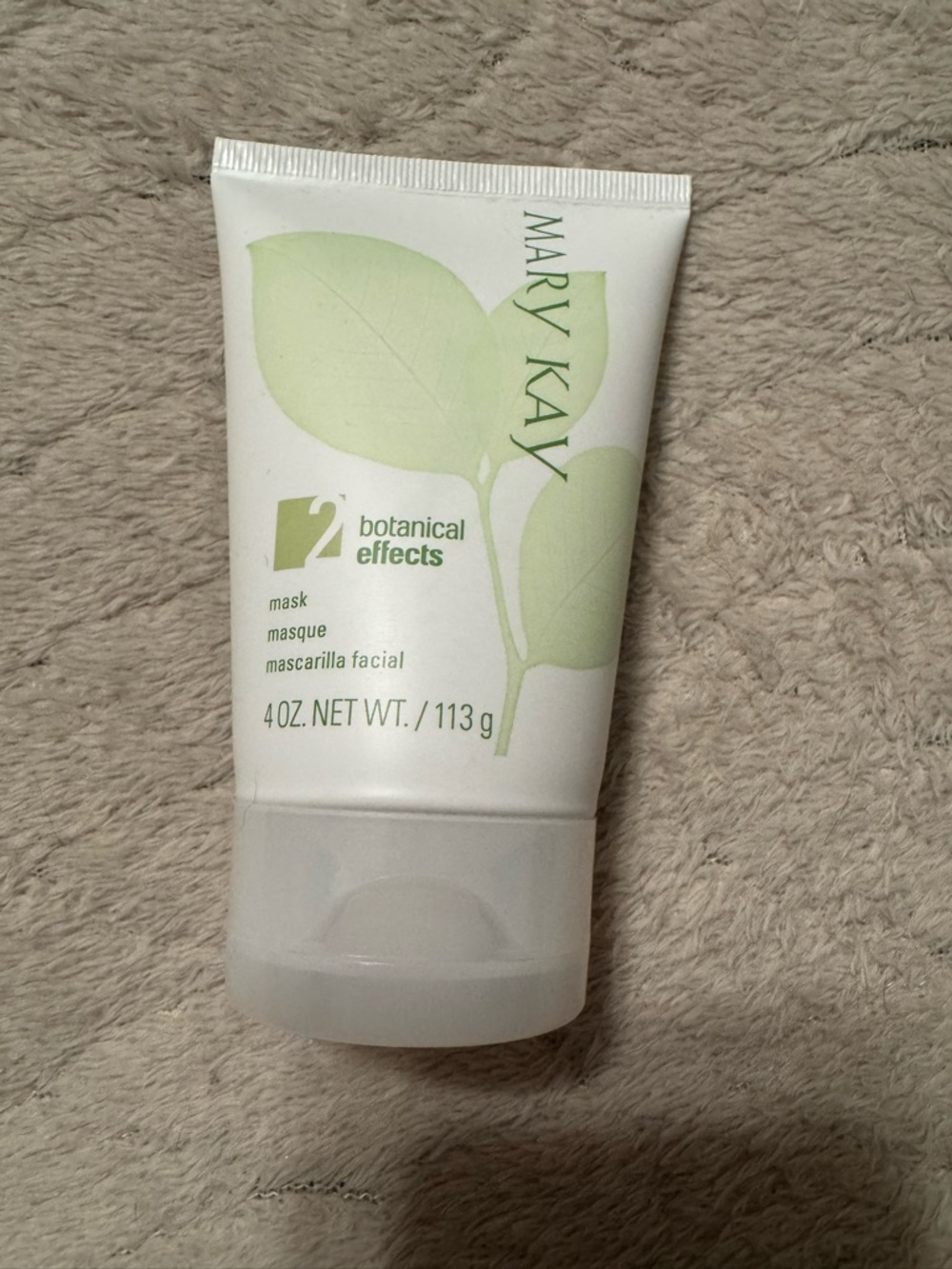 Mary Kay Botanical Effects Mask - White Tube with Light Green Leaf Design